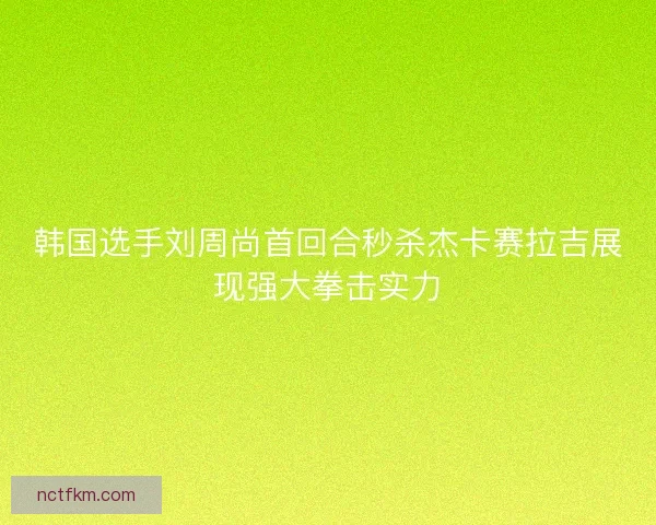 韩国选手刘周尚首回合秒杀杰卡赛拉吉展现强大拳击实力
